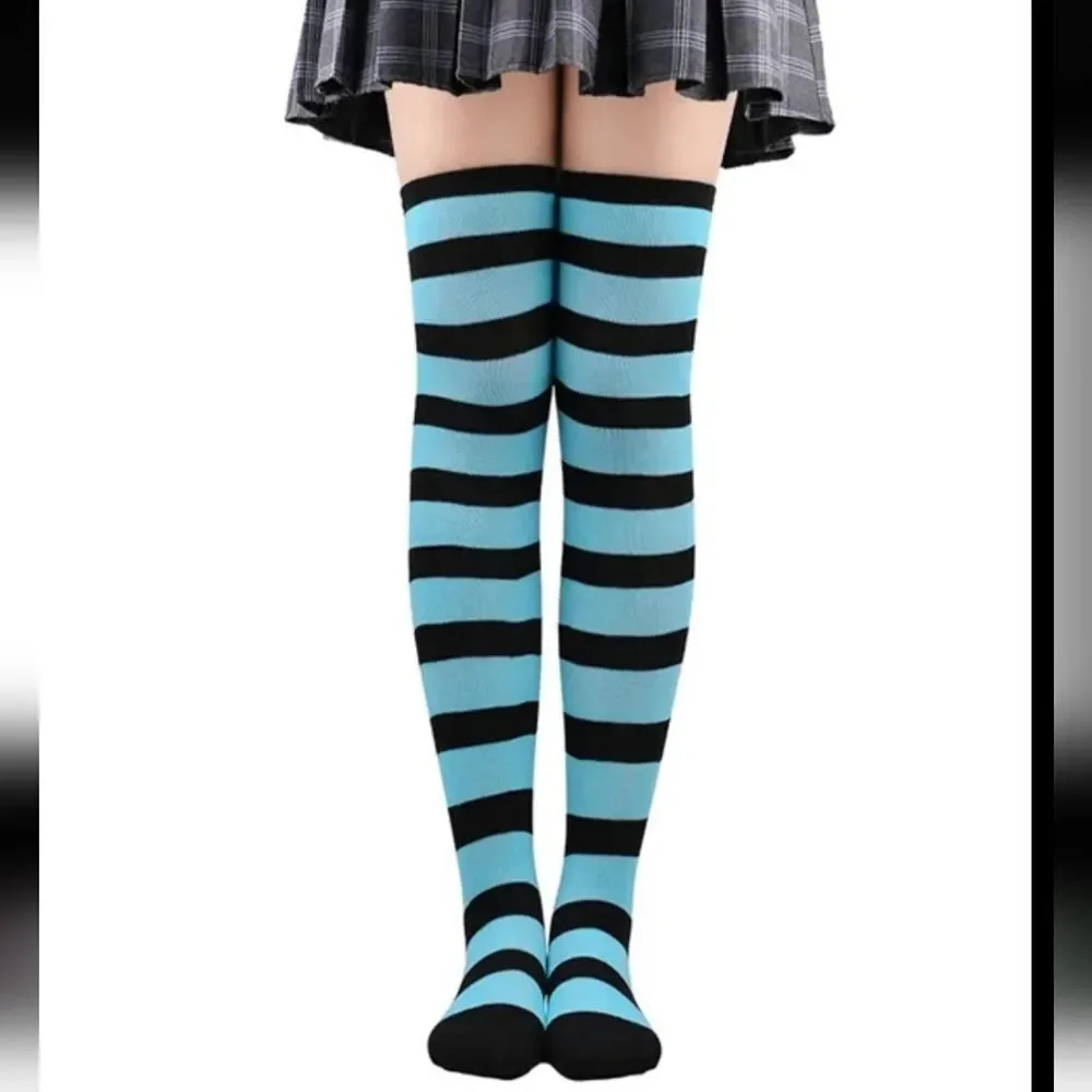 NWOT Black & Blue Tall Striped Socks